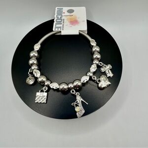 Nicole Silver Beaded Charm Bracelet